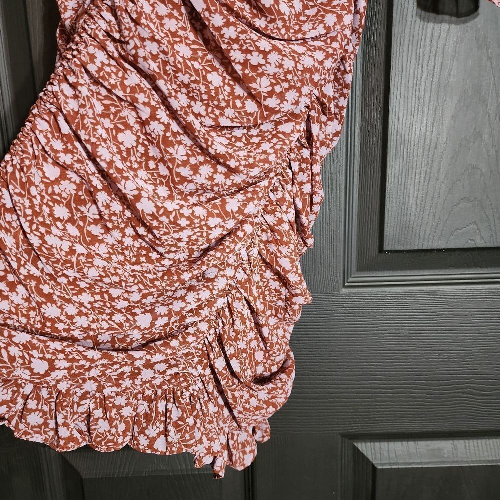 re:named 'Raven' Girly Romantic Ruched Mini Dress Ditsy Floral Cottagecore - Picture 10 of 16